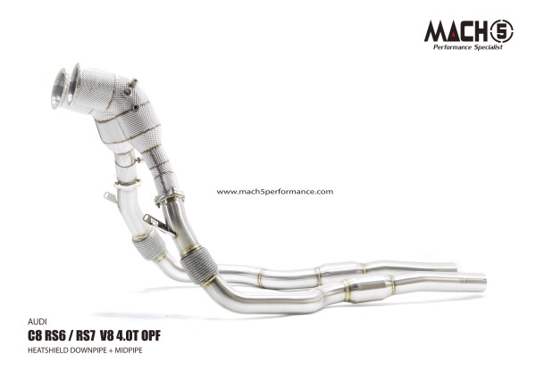 Mach5 Downpipe + Midpipe Audi RS6 / RS7 C8 4.0T V8 Catless OPF Modell