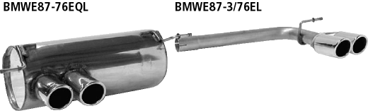 Bastuck BMWE87-76EQL BMW 1er E81 / 1er E87 118d / 120d Endschalldämpfer mit Doppel-Endrohr LH 2 x Ø